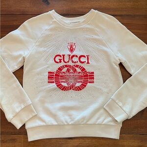 Gucci- Kids Crystal Embellished Cotton Sweatshirt - 10Y